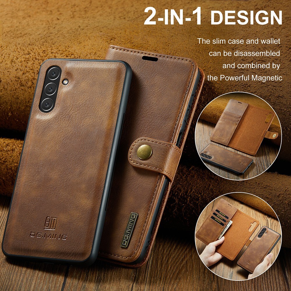 Samsung Galaxy A04s Plånboksfodral med avtagbart skal, Cognac