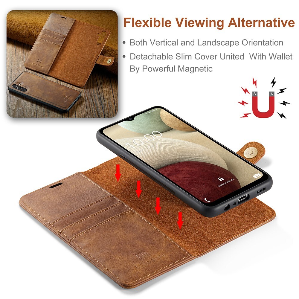 Samsung Galaxy A04s Plånboksfodral med avtagbart skal, Cognac