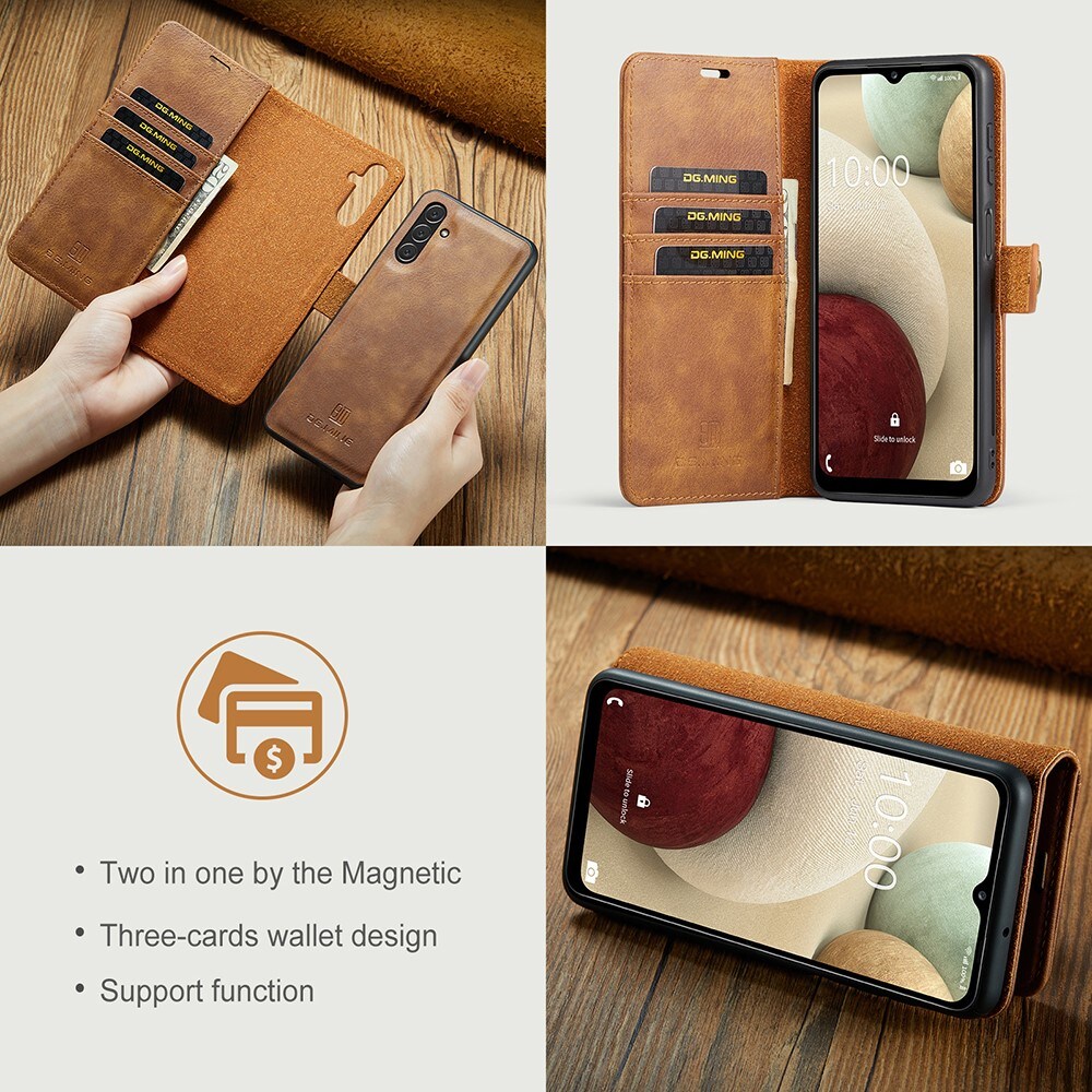 Samsung Galaxy A04s Plånboksfodral med avtagbart skal, Cognac