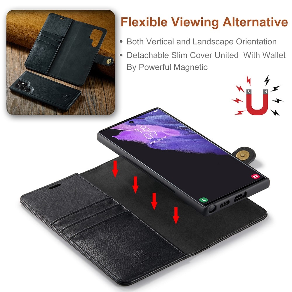 Samsung Galaxy S22 Ultra Plånboksfodral med avtagbart skal, svart