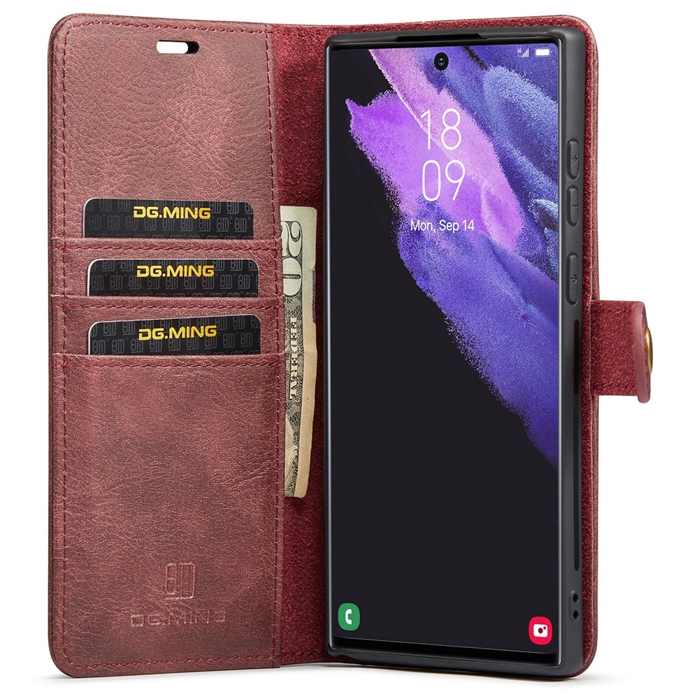 Samsung Galaxy S22 Ultra Plånboksfodral med avtagbart skal, röd