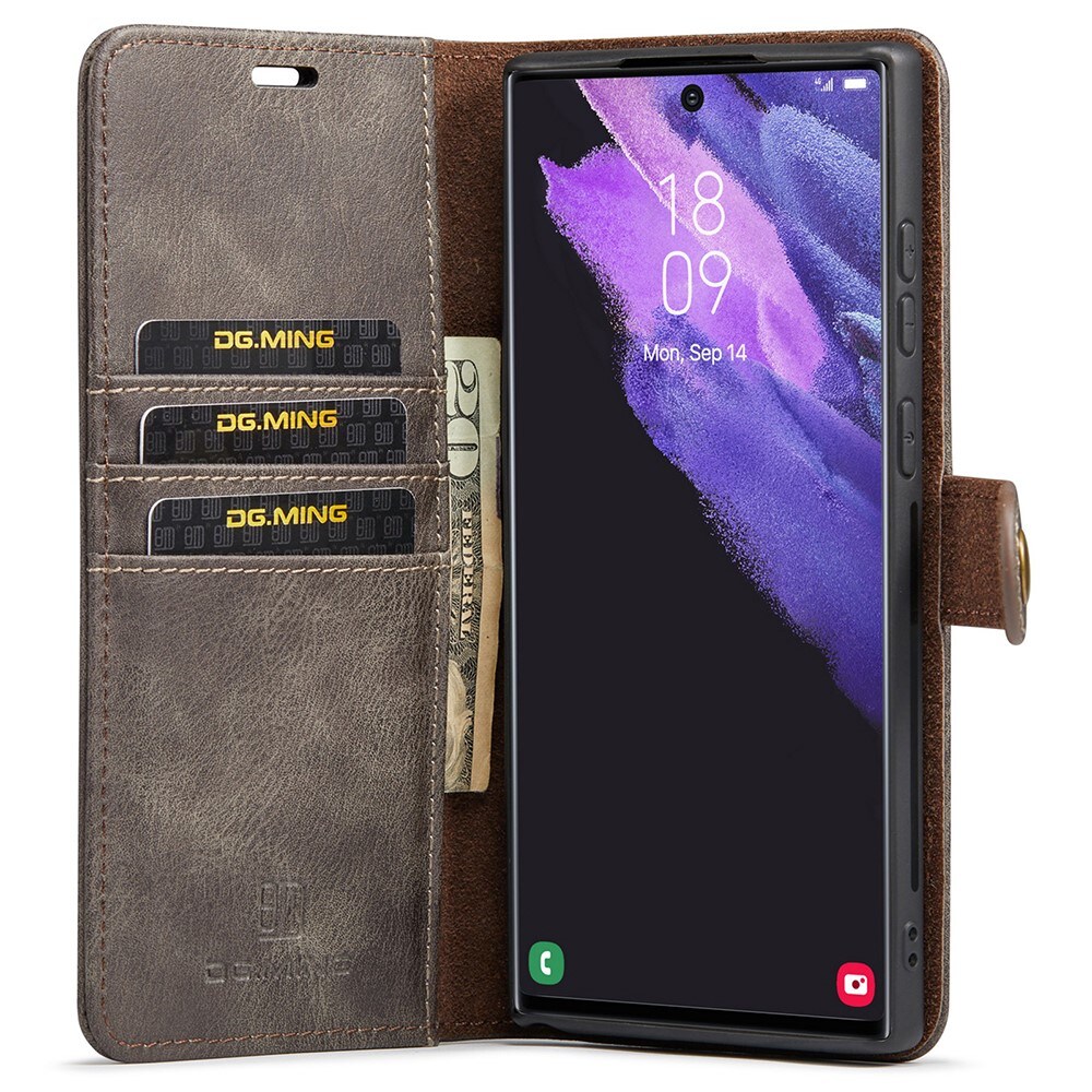 Samsung Galaxy S22 Ultra Plånboksfodral med avtagbart skal, Brun