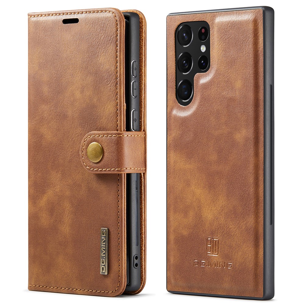 Samsung Galaxy S22 Ultra Plånboksfodral med avtagbart skal, cognac