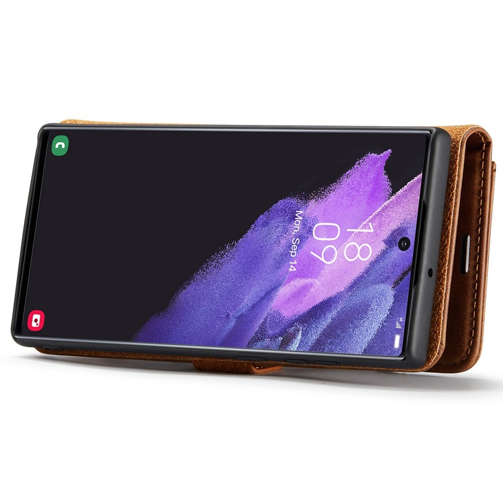 Samsung Galaxy S22 Ultra Plånboksfodral med avtagbart skal, cognac