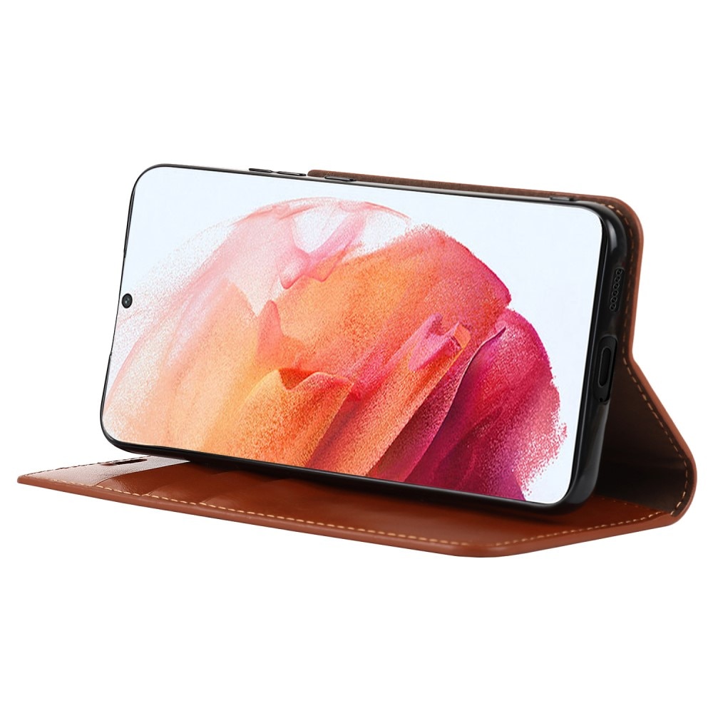 Samsung Galaxy S22 Smidigt mobilfodral i äkta läder, brun