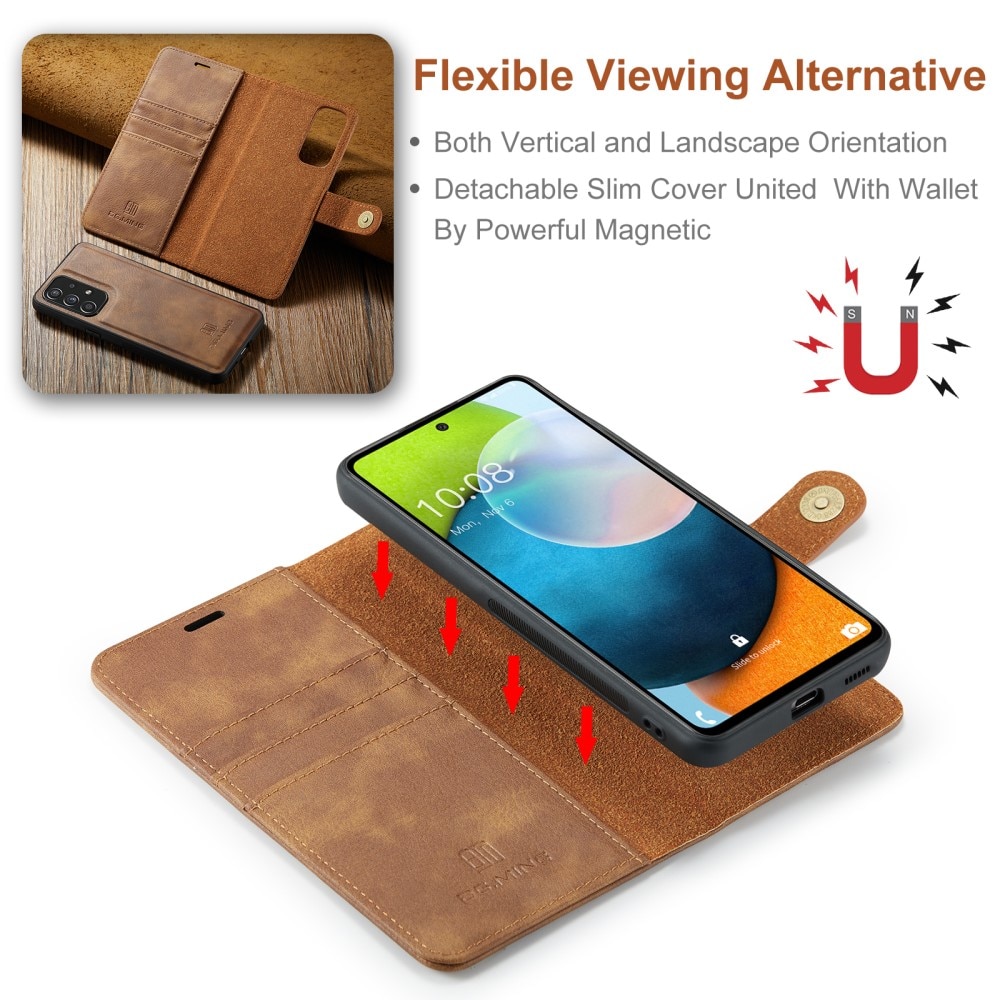 Samsung Galaxy A53 Plånboksfodral med avtagbart skal, cognac