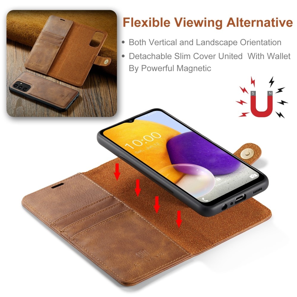Samsung Galaxy A13 Plånboksfodral med avtagbart skal, Cognac