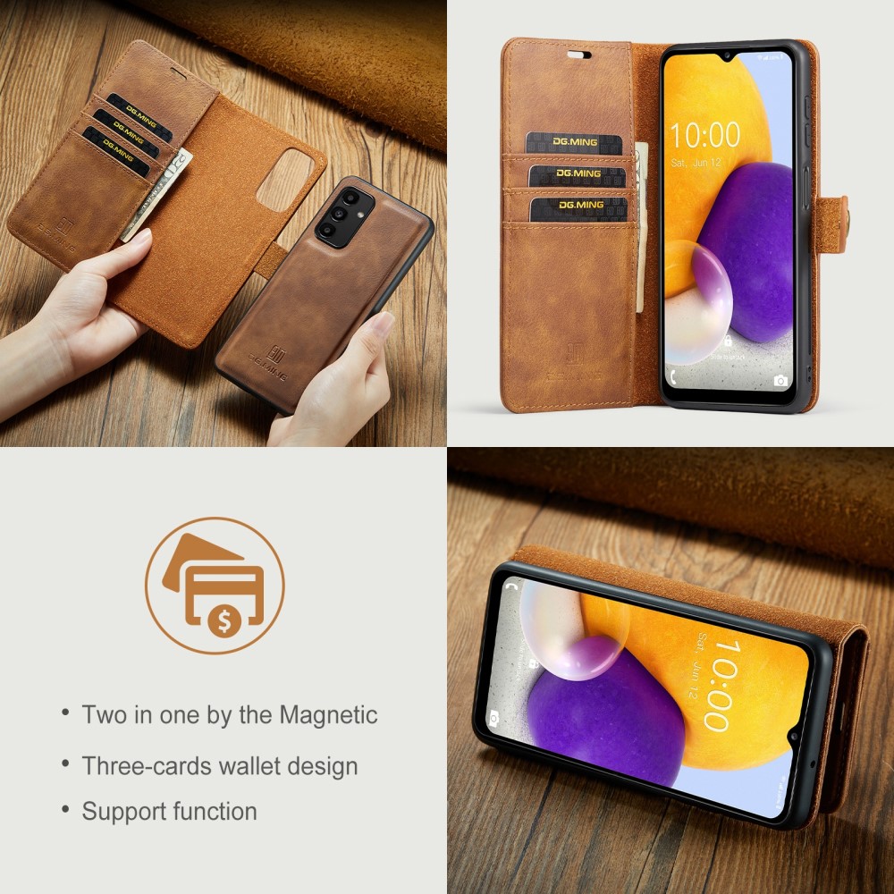 Samsung Galaxy A13 Plånboksfodral med avtagbart skal, Cognac