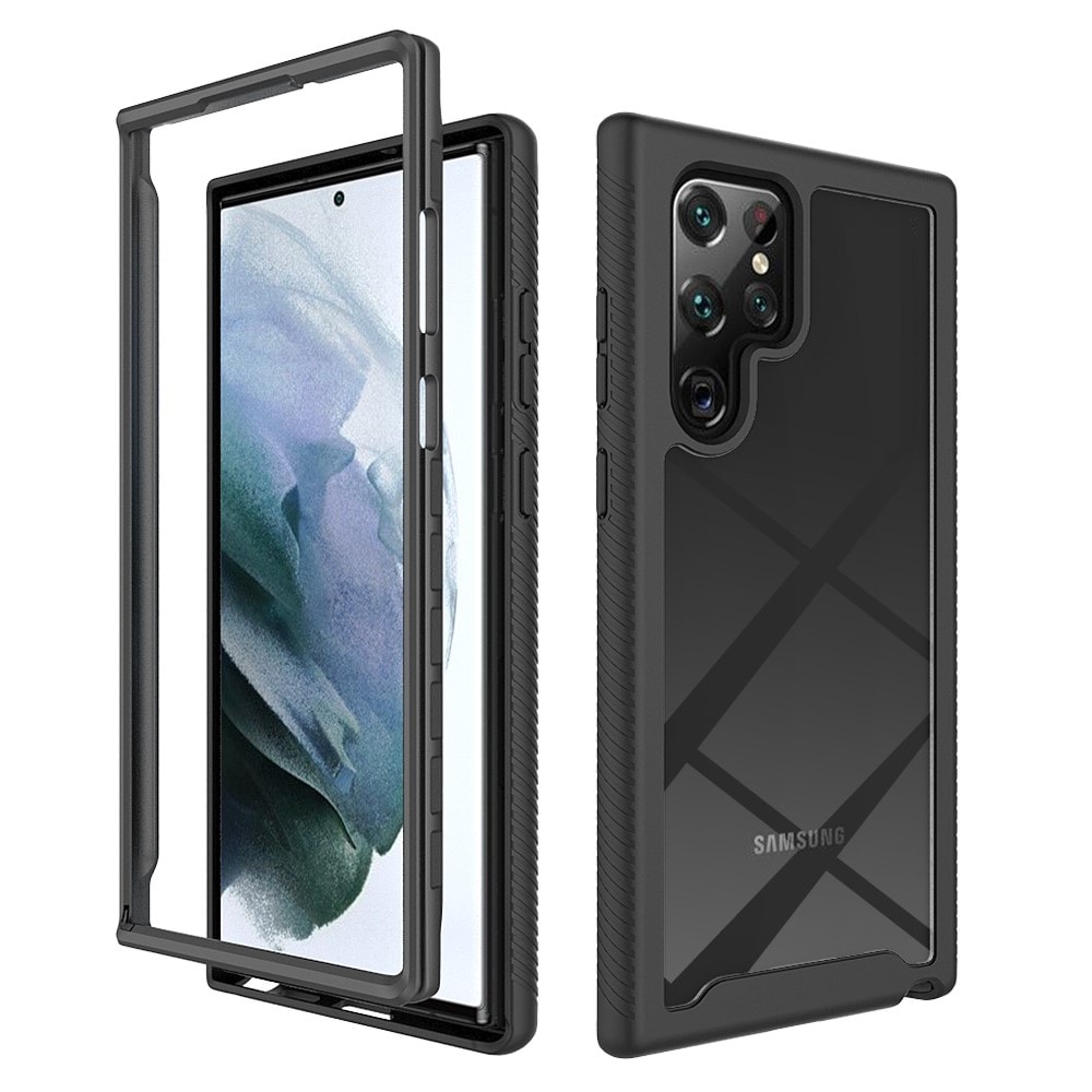 Samsung Galaxy S22 Ultra Stöttåligt mobilskal med skyddsram, Svart