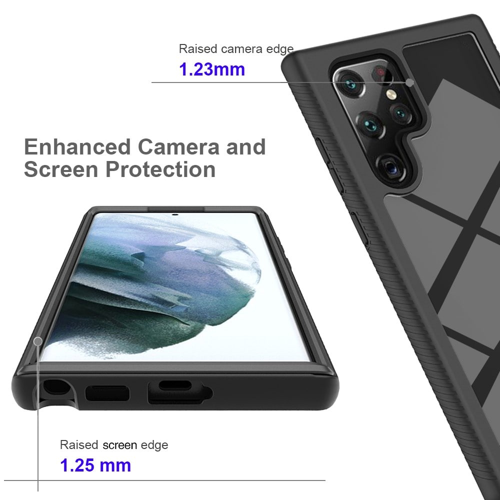 Samsung Galaxy S22 Ultra Stöttåligt mobilskal med skyddsram, Svart