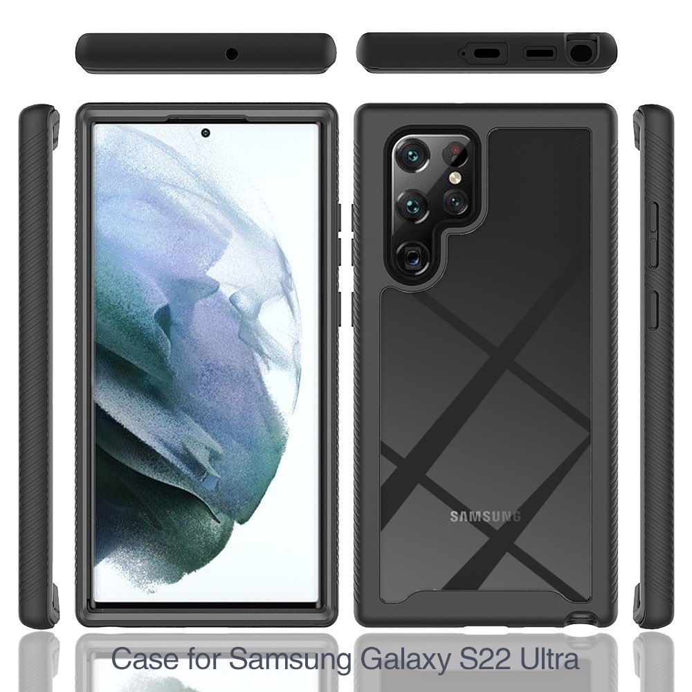 Samsung Galaxy S22 Ultra Stöttåligt mobilskal med skyddsram, Svart