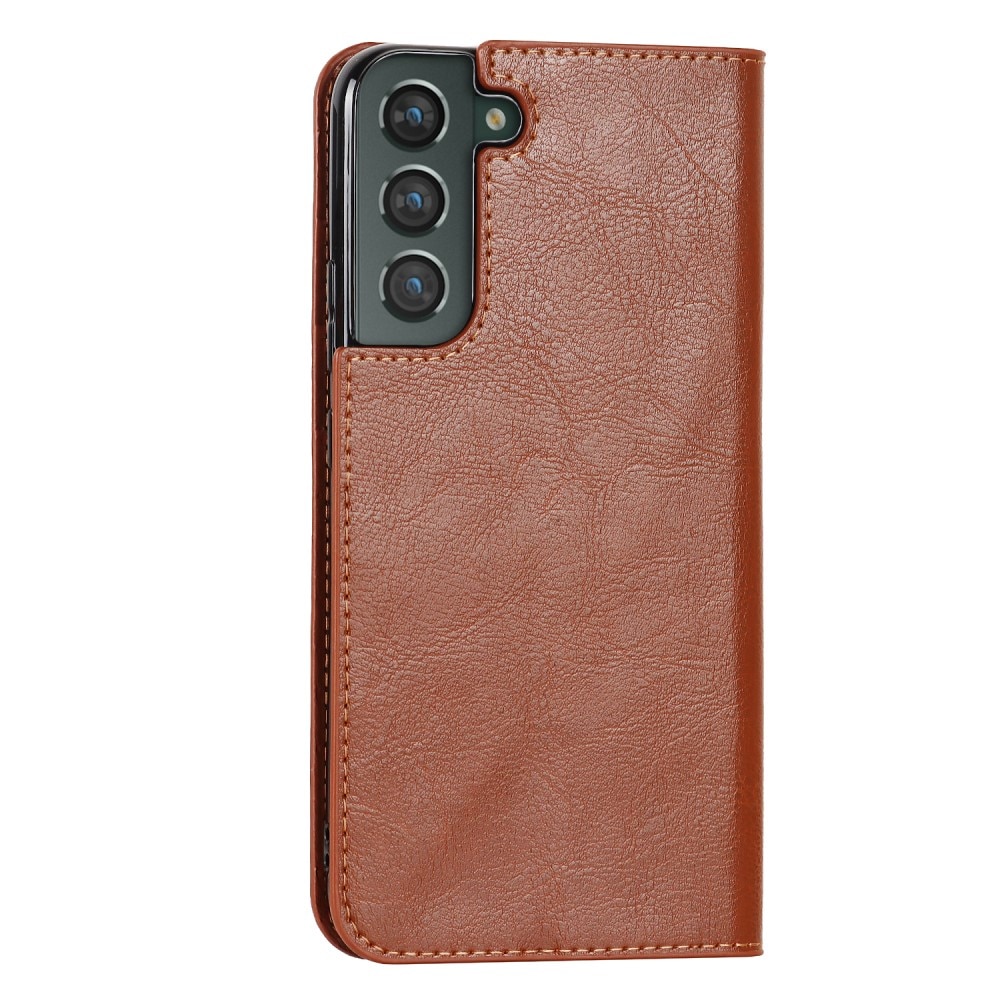 Samsung Galaxy S22 Plus Smidigt mobilfodral i äkta läder, brun