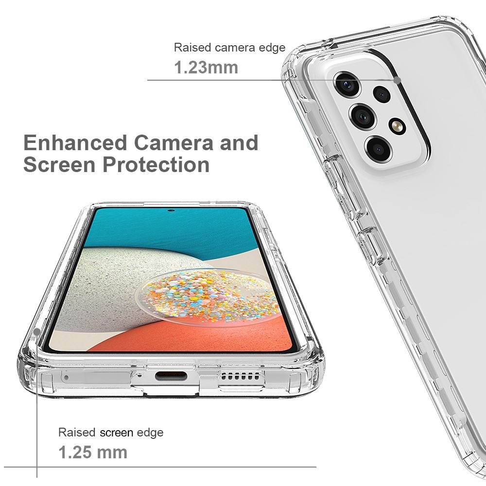 Samsung Galaxy A53 Stöttåligt mobilskal med skyddsram, Genomskinlig