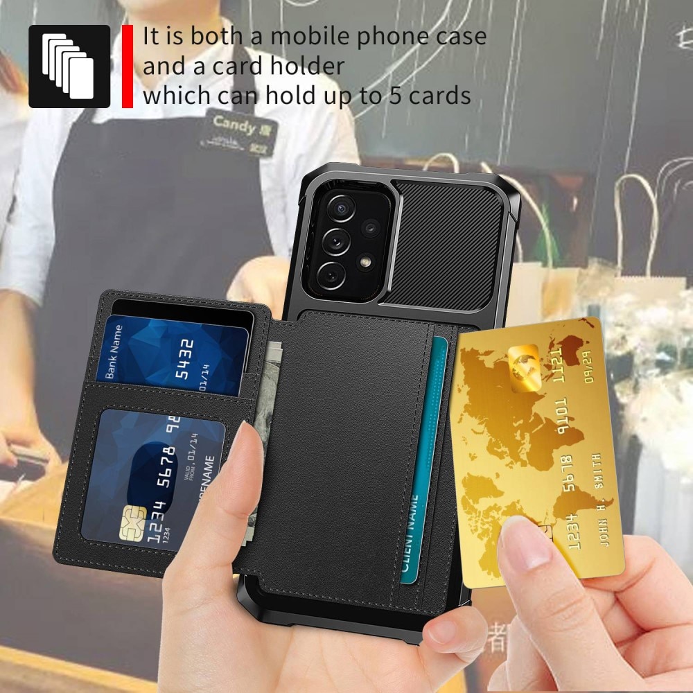 Samsung Galaxy A13 Stöttåligt Mobilskal med Plånbok, svart