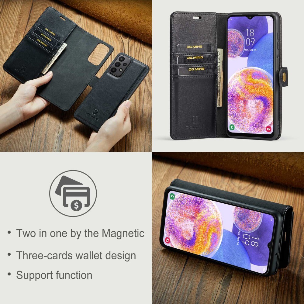 Samsung Galaxy A23 Plånboksfodral med avtagbart skal, Svart