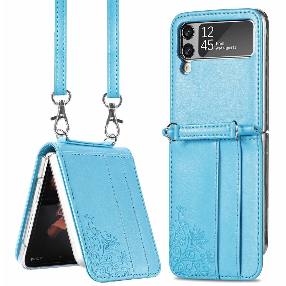 Samsung Galaxy Z Flip 4 Mobilfodral med fjärilar, blå