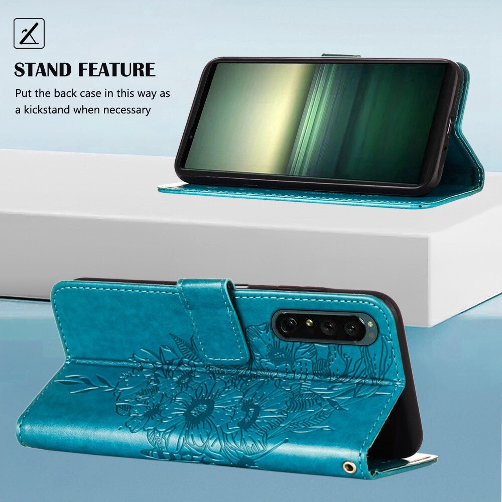 Sony Xperia 1 IV Mobilfodral med fjärilar, Blå
