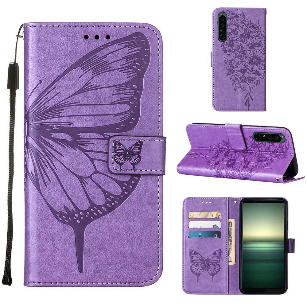 Sony Xperia 1 IV Mobilfodral med fjärilar, lila