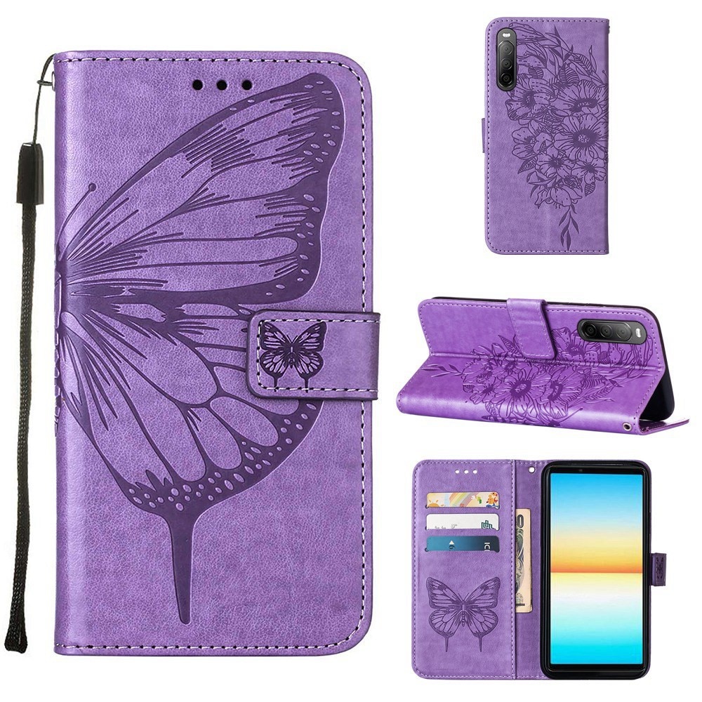 Sony Xperia 10 IV Mobilfodral med fjärilar, lila