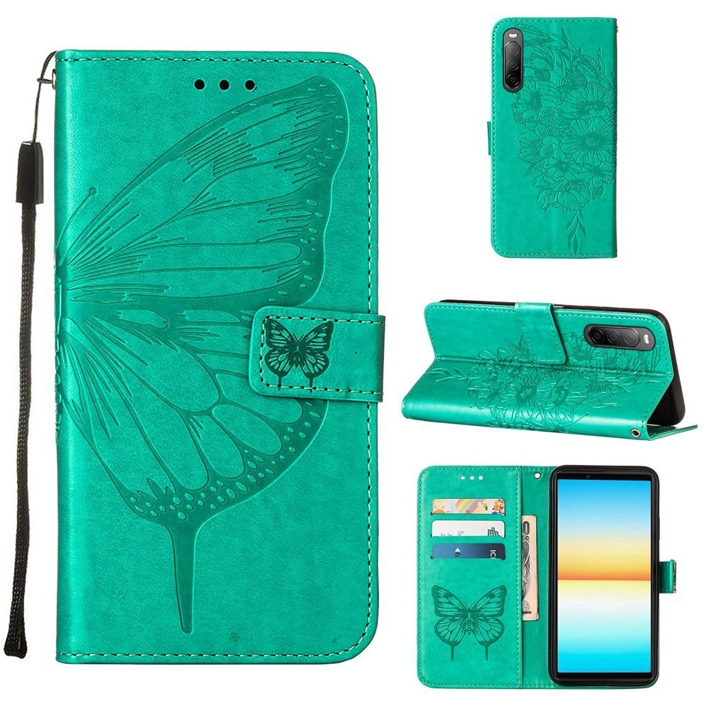 Sony Xperia 10 IV Mobilfodral med fjärilar, grön