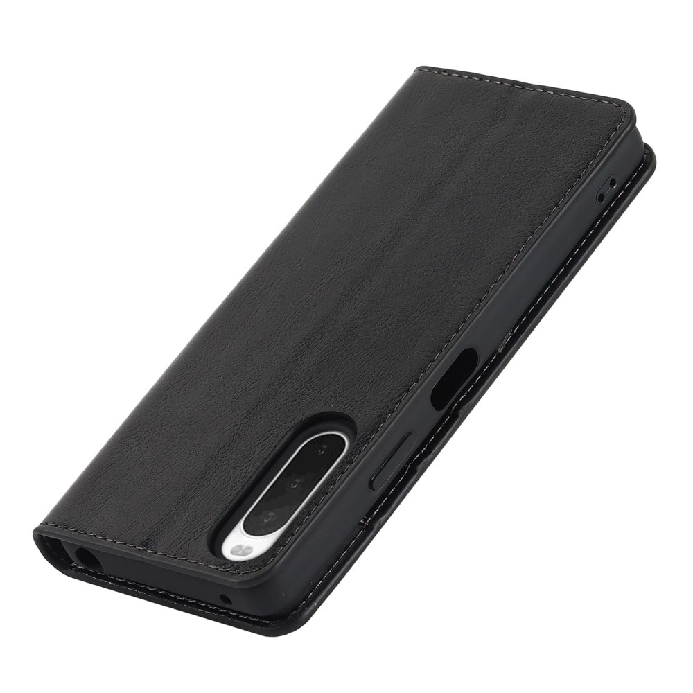 Sony Xperia 10 IV Smidigt mobilfodral i äkta läder, svart