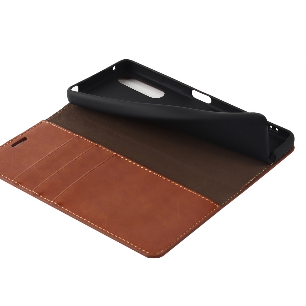 Sony Xperia 10 IV Smidigt mobilfodral i äkta läder, brun