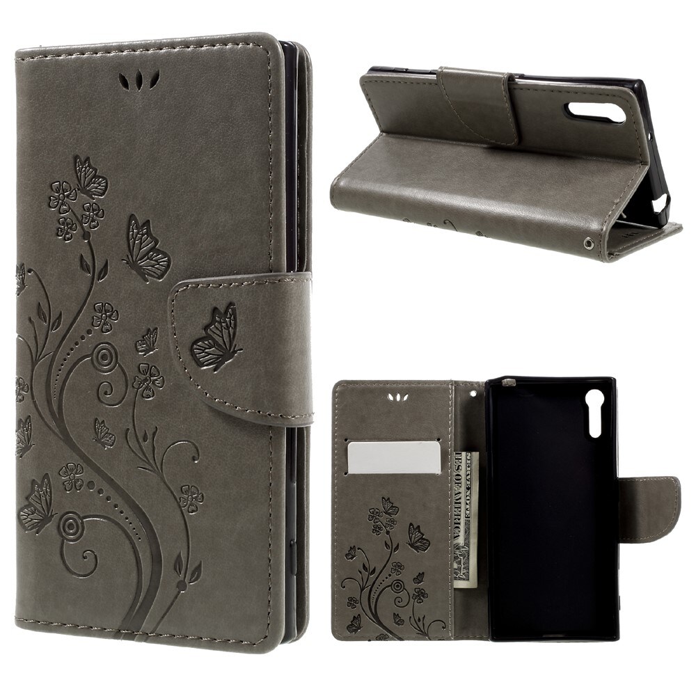 Sony Xperia XZ/XZs Mobilfodral med fjärilar, Grå