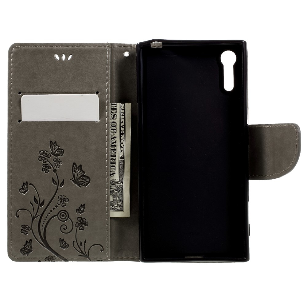 Sony Xperia XZ Mobilfodral med fjärilar, grå