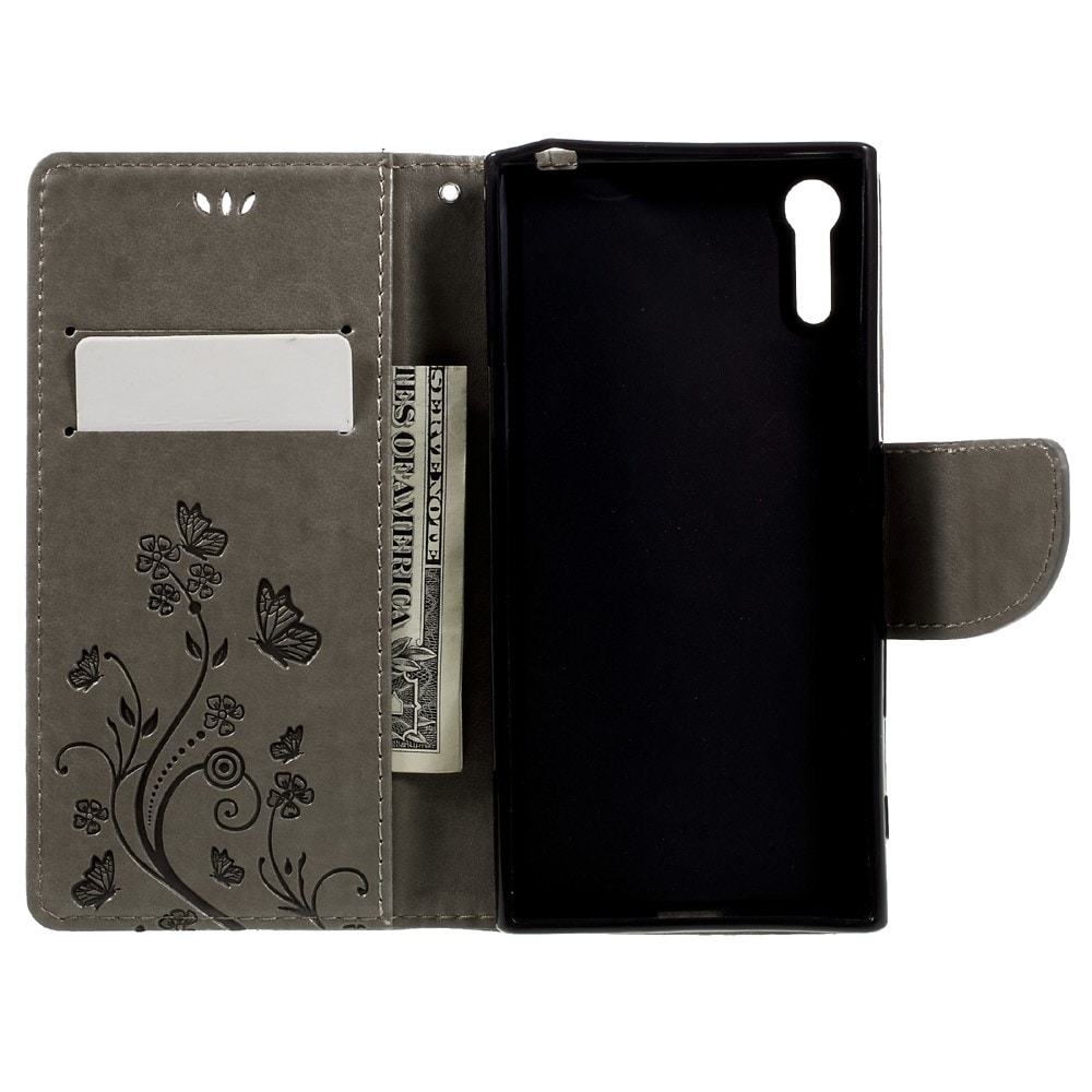 Sony Xperia XZ/XZs Mobilfodral med fjärilar, Grå