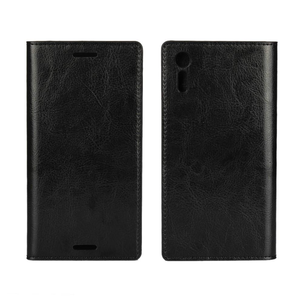Sony Xperia XZ Smidigt mobilfodral i äkta läder, svart