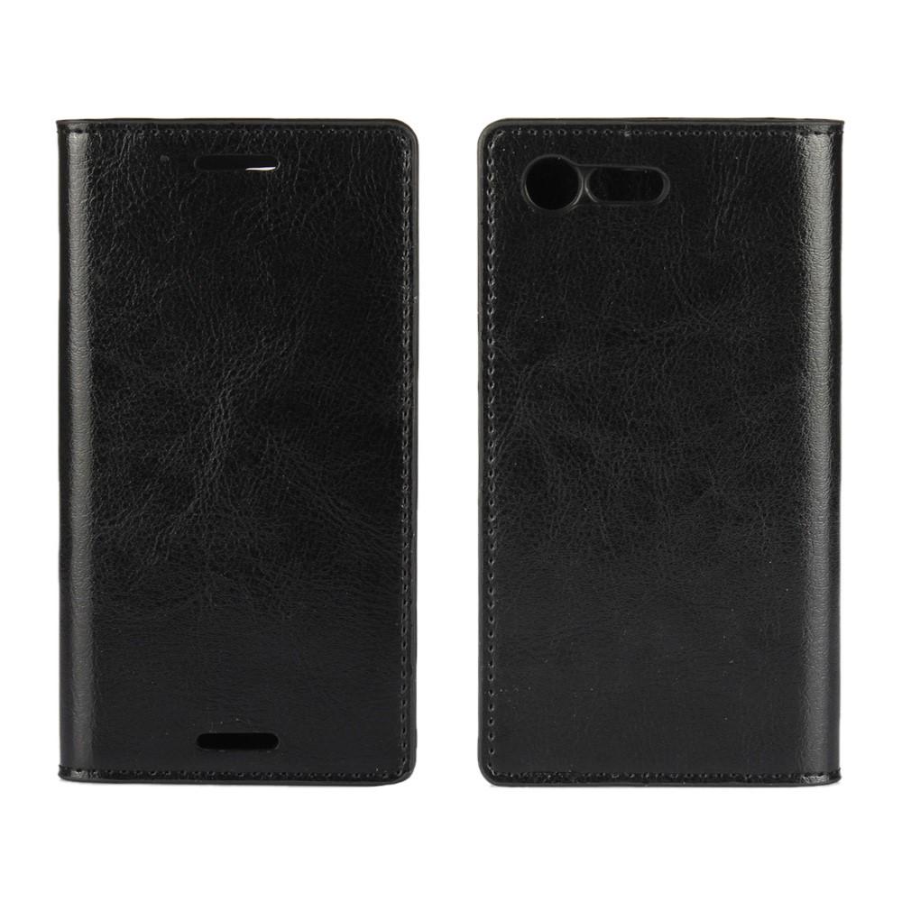 Sony Xperia X Compact Smidigt mobilfodral i äkta läder, svart