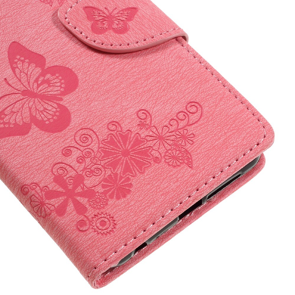 Huawei Honor 8 Mobilfodral med fjärilar, Rosa