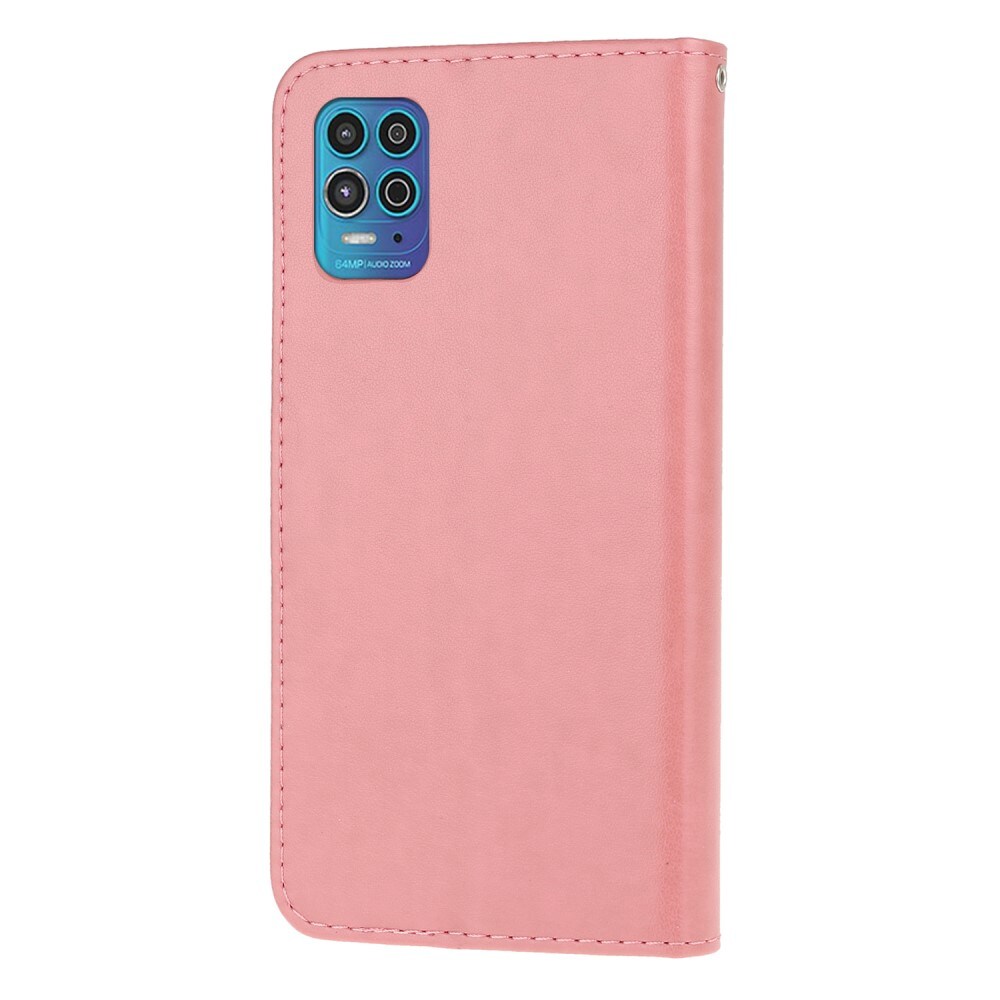 Motorola Moto G100 Mobilfodral med fjärilar, Rosa