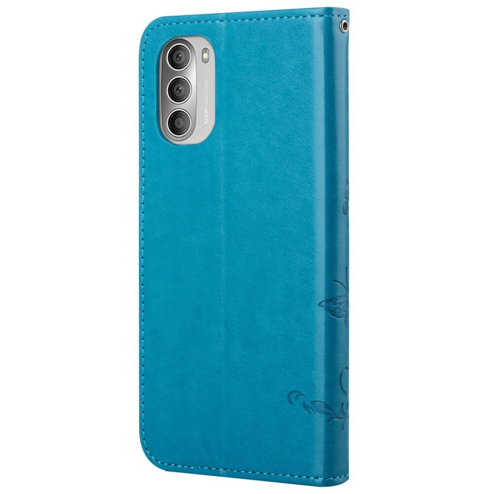 Motorola Moto G51 Mobilfodral med fjärilar, Blå