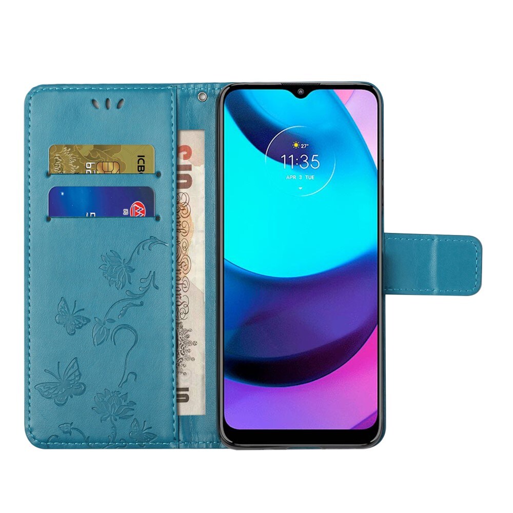 Motorola Moto E20/Moto E40 Mobilfodral med fjärilar, Blå
