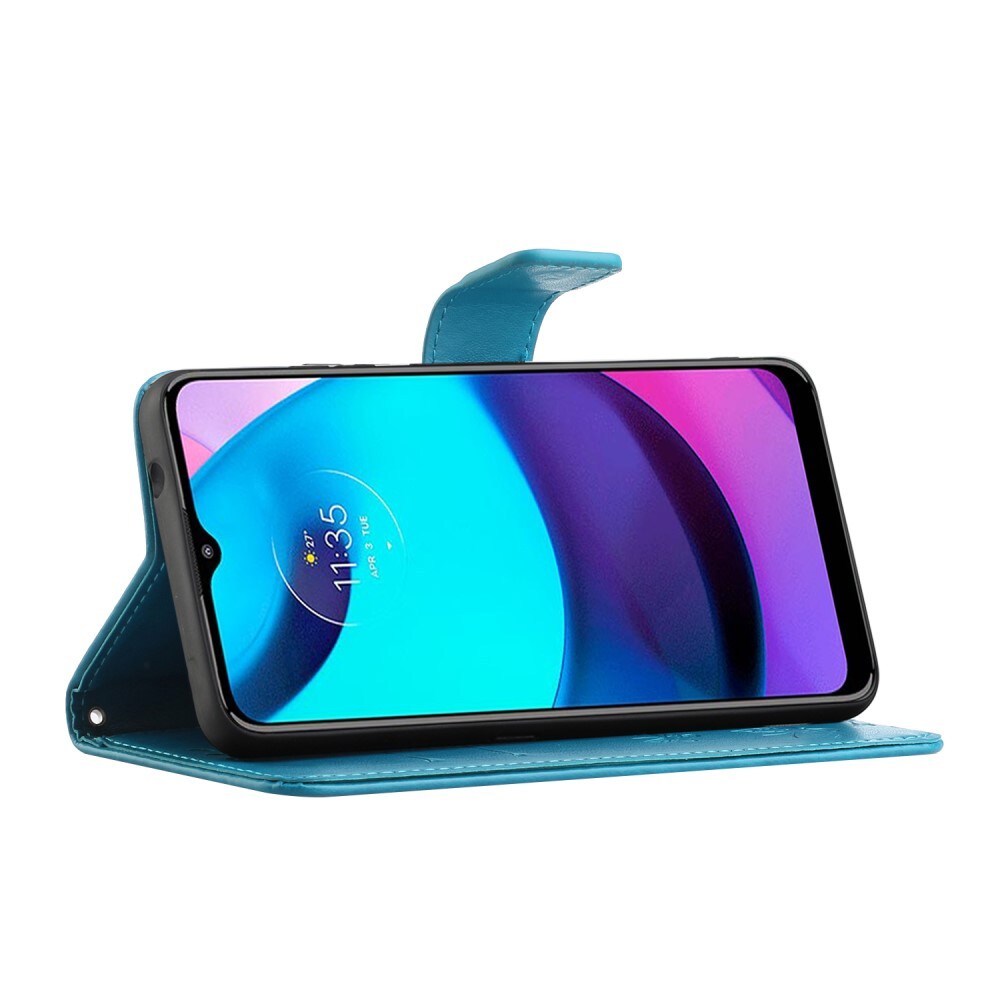 Motorola Moto E20/Moto E40 Mobilfodral med fjärilar, Blå