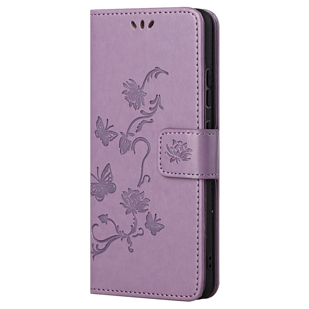 Motorola Moto G22 Mobilfodral med fjärilar, Lila
