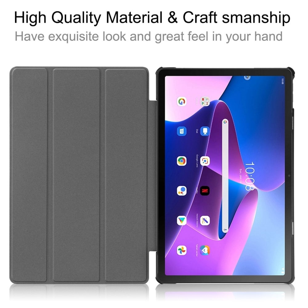 Lenovo Tab M10 Plus (3rd gen) Tri-Fold Fodral, lila