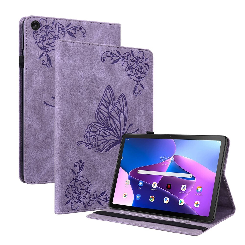  Lenovo Tab M10 Plus (3rd gen) Fodral med fjärilar, Lila