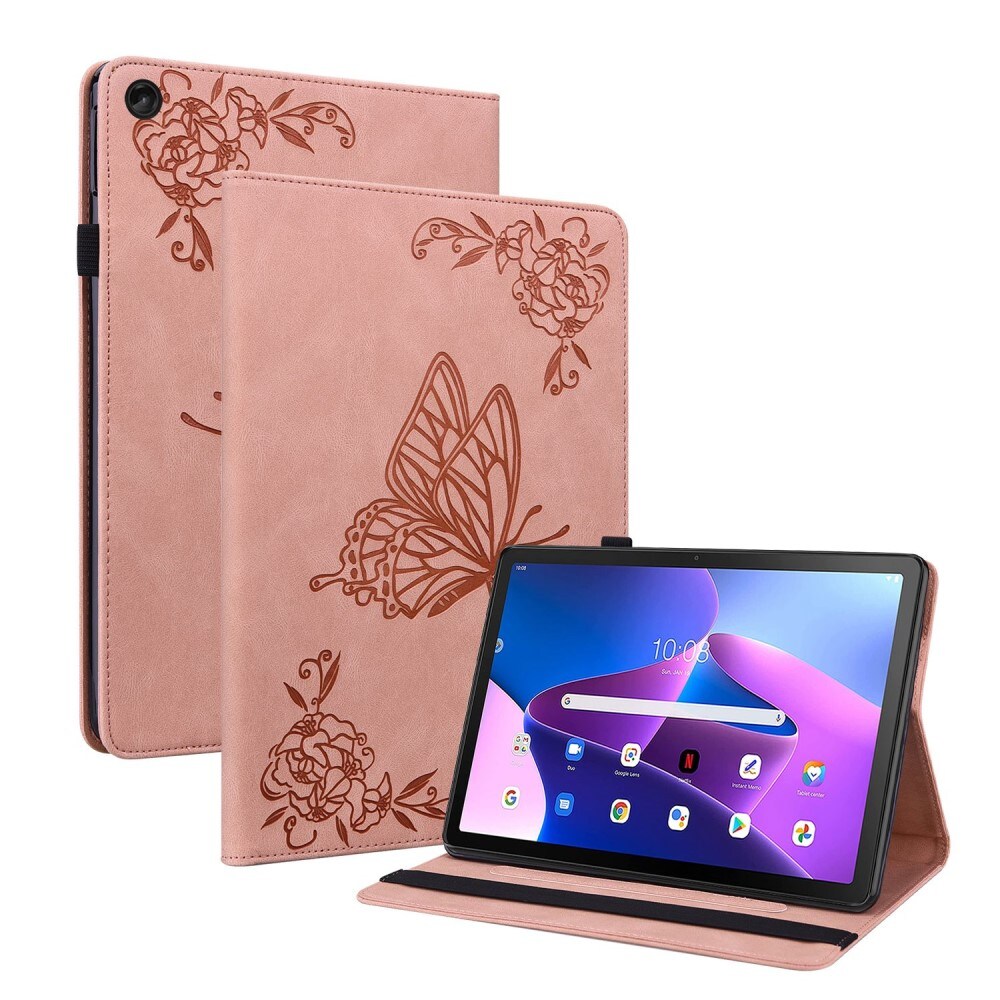  Lenovo Tab M10 Plus (3rd gen) Fodral med fjärilar, Rosa