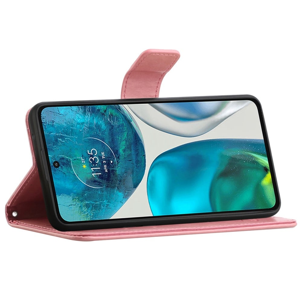 Motorola Moto E32 Mobilfodral med fjärilar, Rosa