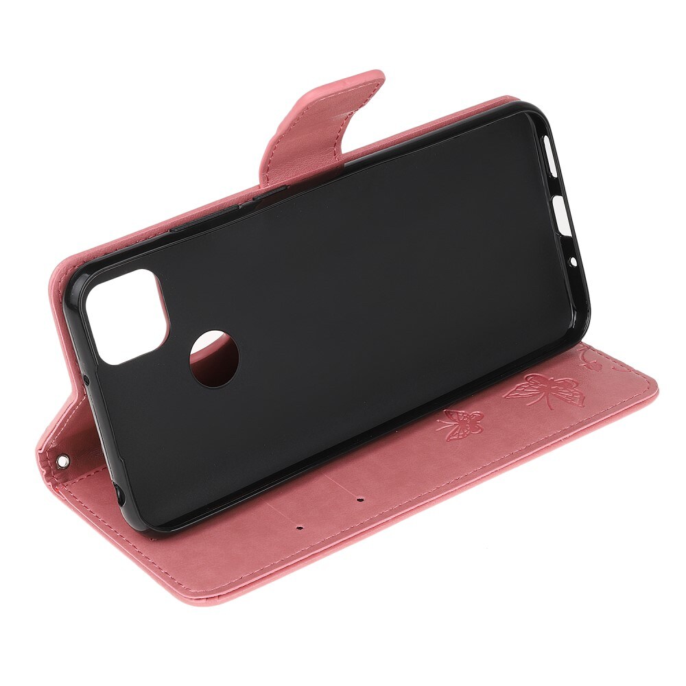 Xiaomi Redmi 9C Mobilfodral med fjärilar, Rosa