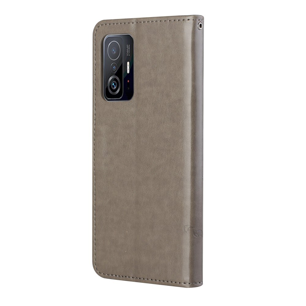 Xiaomi 11T/11T Pro Mobilfodral med fjärilar, Grå