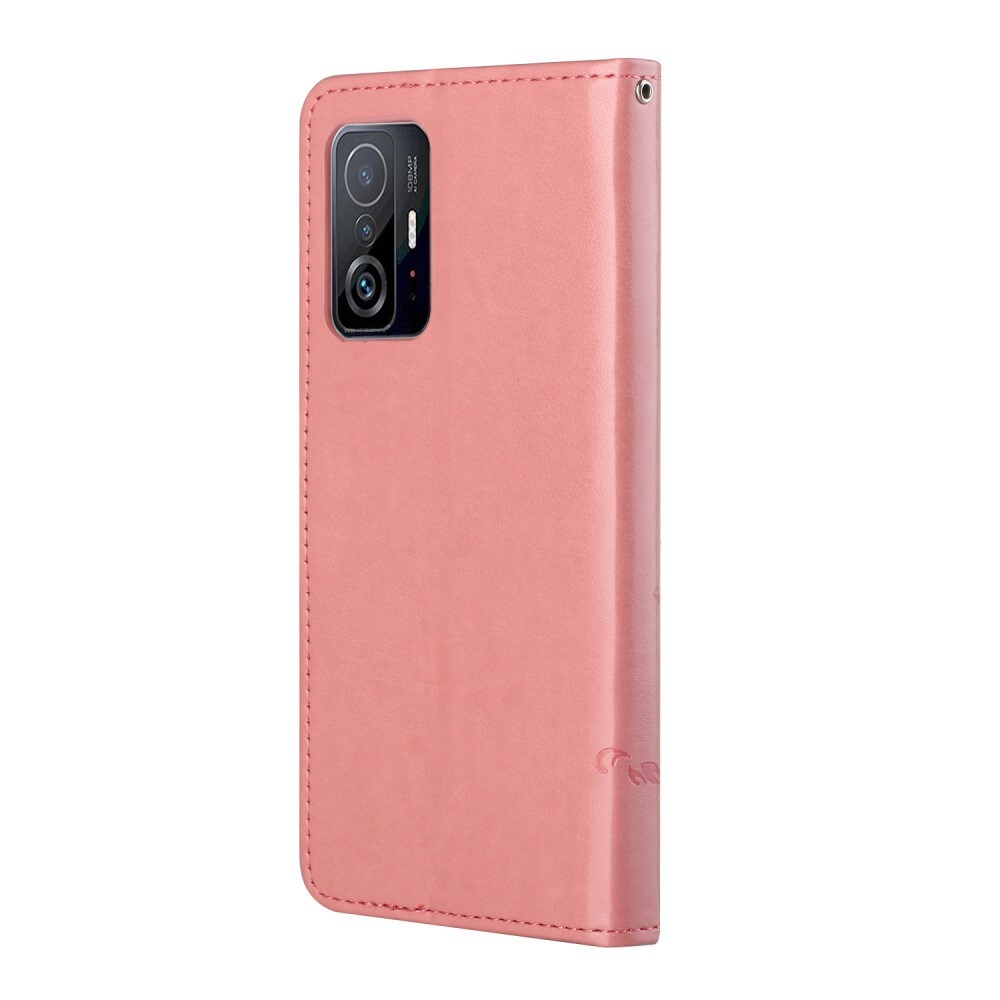 Xiaomi 11T/11T Pro Mobilfodral med fjärilar, Rosa