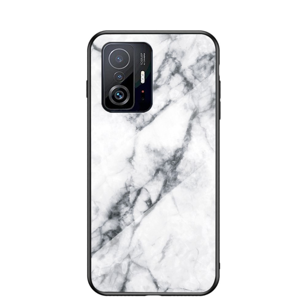 Xiaomi 11T/11T Pro Mobilskal med baksida av glas, vit marmor