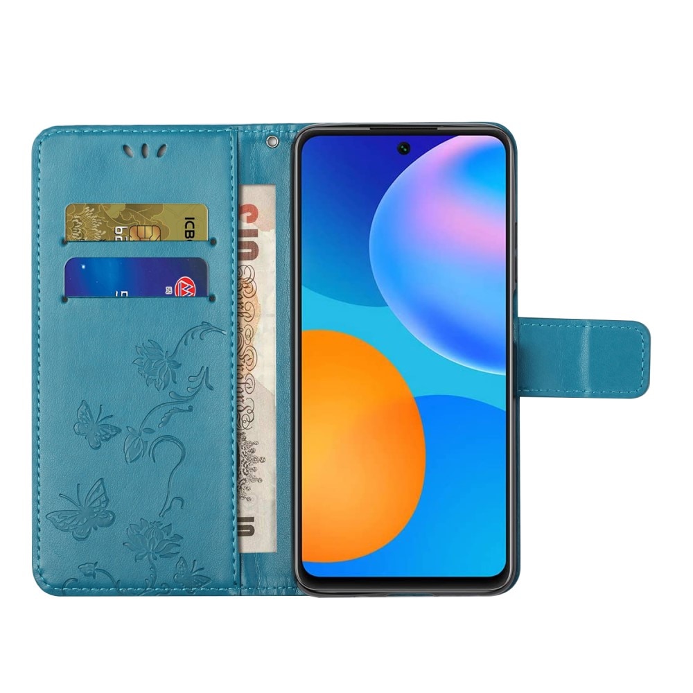 Xiaomi Redmi Note 11 Mobilfodral med fjärilar, blå