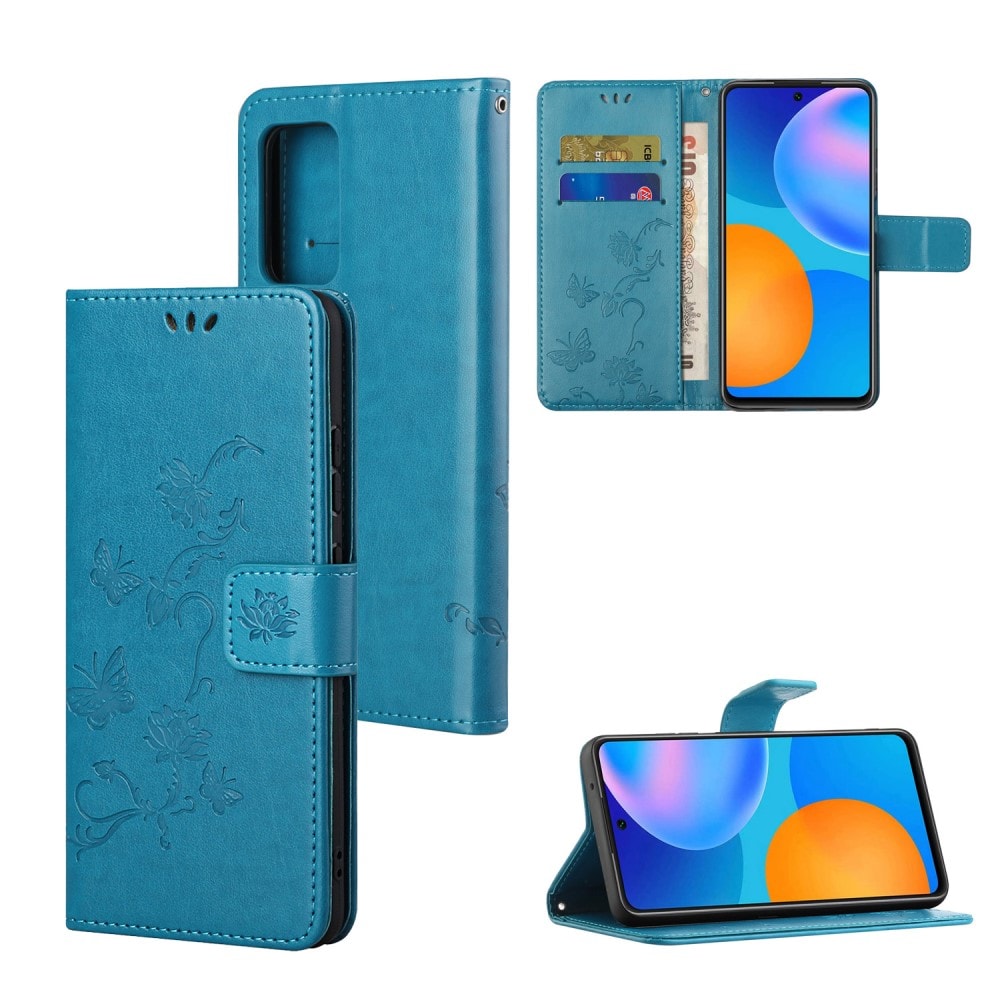 Xiaomi Redmi Note 11 Mobilfodral med fjärilar, Blå