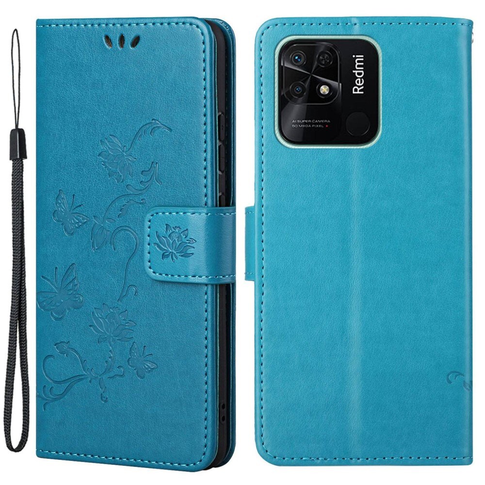 Xiaomi Redmi 10C Mobilfodral med fjärilar, Blå