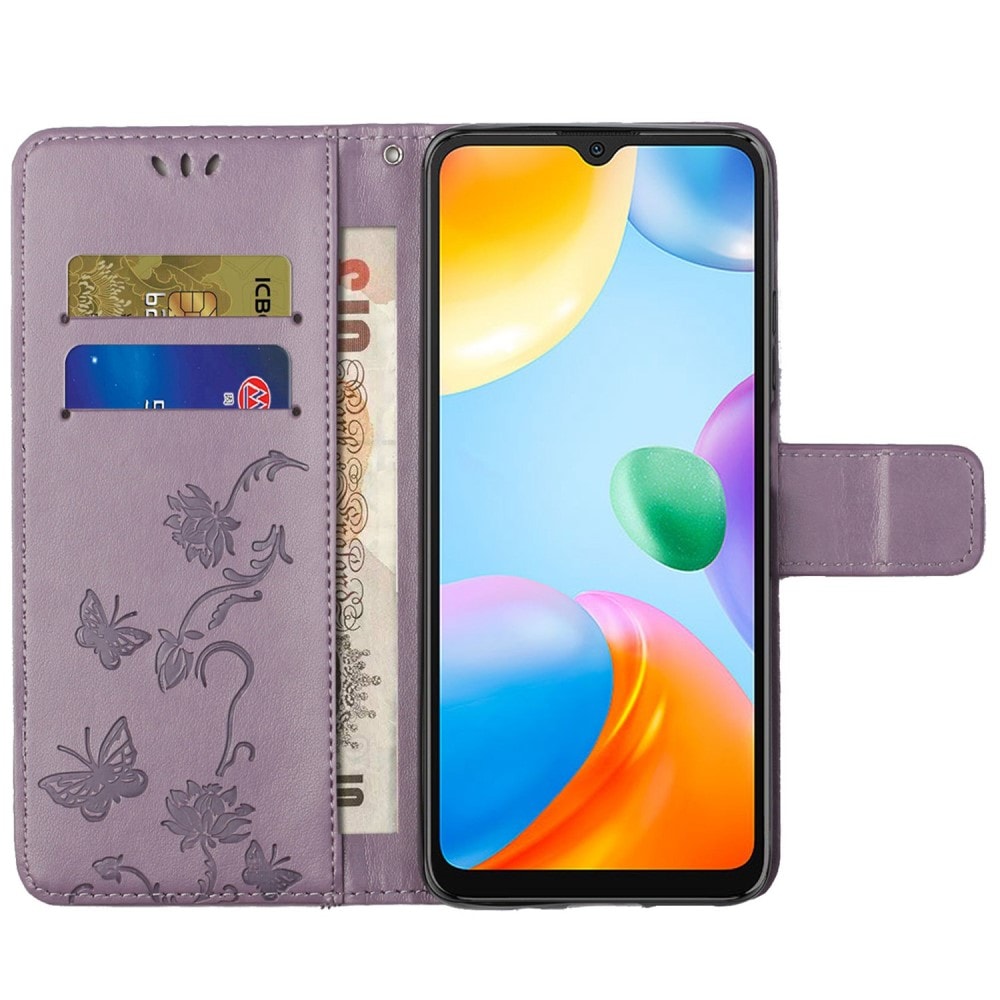 Xiaomi Redmi 10C Mobilfodral med fjärilar, Lila