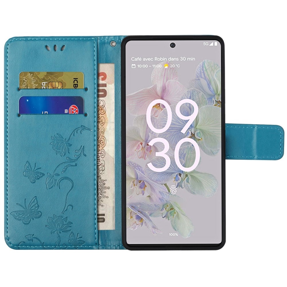 Google Pixel 6a Mobilfodral med fjärilar, Blå